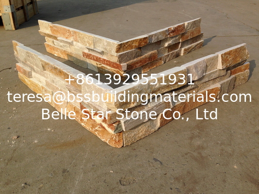 Beige Quartzite Z Stone Cladding Rough Yellow Stone Veneer Natural Stacked Stone Panel Ledgestone