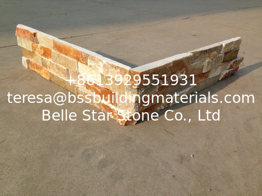 Beige Quartzite Z Stone Cladding Rough Yellow Stone Veneer Natural Stacked Stone Panel Ledgestone