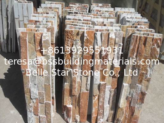 Good Color Beige Quartzite Stone Veneer Rough Surface Natural Stacked Stone Real Culture Stone