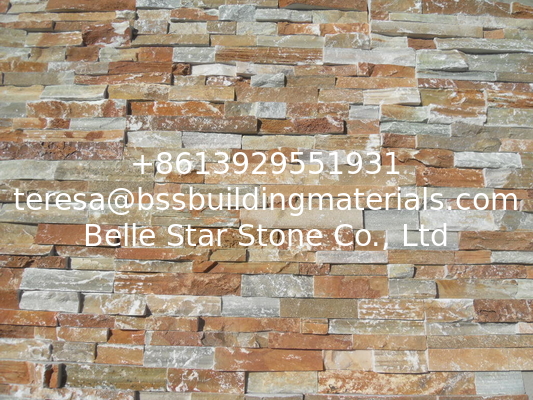 Good Color Beige Quartzite Stone Veneer Rough Surface Natural Stacked Stone Real Culture Stone
