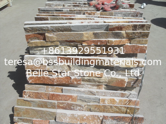 Good Color Beige Quartzite Stone Veneer Rough Surface Natural Stacked Stone Real Culture Stone