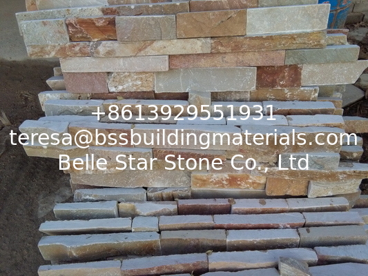 Popular Yellow Quartzite Z Stone Panel Rough Surface Natural Culture Stone Real Stone Veneer