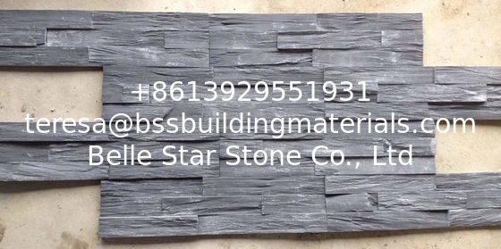 Charcoal Slate Stone Panel 4 Layers Natural Stone Veneer Rough Surface Real Culture Stone