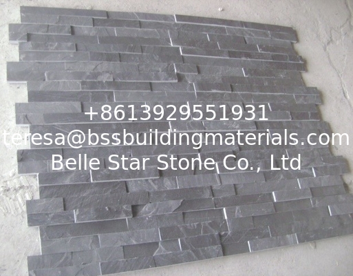 Charcoal Slate Thin Stone Veneer,Black Split Face Slate Z Stone Panel,Riven Slate Stacked Stone,Black Slate Culture Ston
