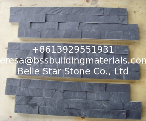 Charcoal Slate Thin Stone Veneer,Black Split Face Slate Z Stone Panel,Riven Slate Stacked Stone,Black Slate Culture Ston