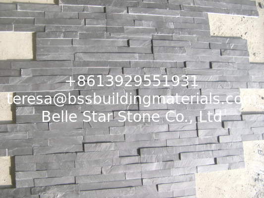 Charcoal Slate Thin Stone Veneer,Black Split Face Slate Z Stone Panel,Riven Slate Stacked Stone,Black Slate Culture Ston