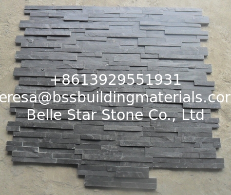 Charcoal Slate Thin Stone Veneer,Black Split Face Slate Z Stone Panel,Riven Slate Stacked Stone,Black Slate Culture Ston