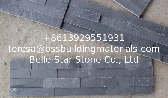 Charcoal Slate Thin Stone Veneer,Black Split Face Slate Z Stone Panel,Riven Slate Stacked Stone,Black Slate Culture Ston