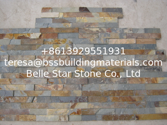 China Rusty Slate Ledgestone Multicolor Slate Stone Panel Natural Stone Veneer for Fireplace