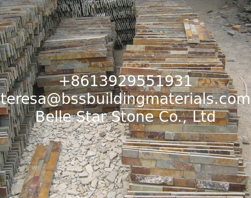 China Rusty Slate Ledgestone Multicolor Slate Stone Panel Natural Stone Veneer for Fireplace