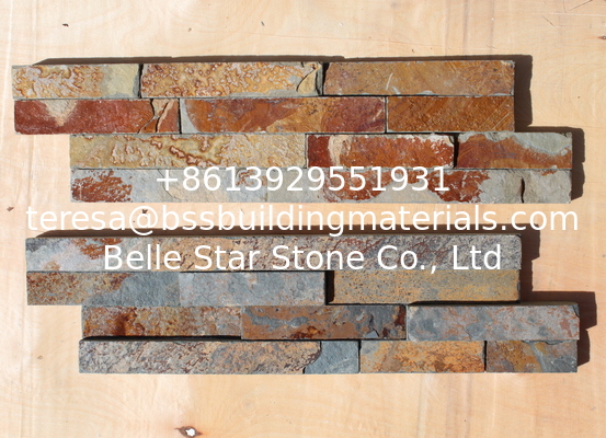 China Rusty Slate Ledgestone Multicolor Slate Stone Panel Natural Stone Veneer for Fireplace