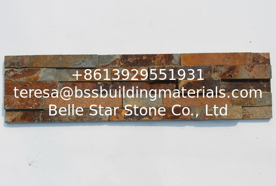 Rusty Slate 3D Ledgestone Multicolor Slate Fireplace Stone Cladding Natural Thin Stone Veneer