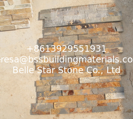 Rusty Slate 3D Ledgestone Multicolor Slate Fireplace Stone Cladding Natural Thin Stone Veneer