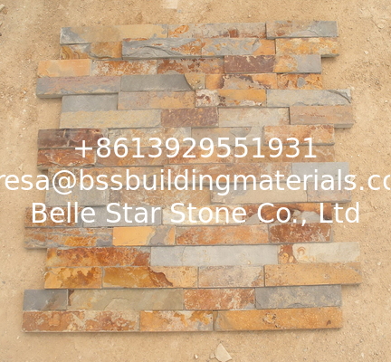 Rusty Slate 3D Ledgestone Multicolor Slate Fireplace Stone Cladding Natural Thin Stone Veneer