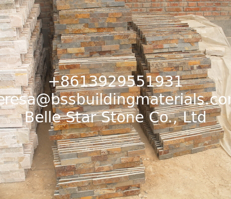 Rusty Slate 3D Ledgestone Multicolor Slate Fireplace Stone Cladding Natural Thin Stone Veneer