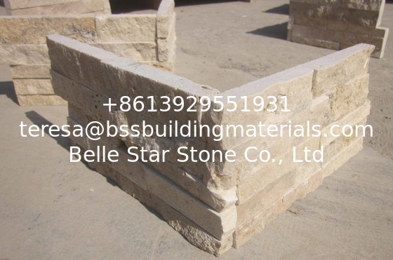 Beige Limestone Culture Stone China Travertine Ledgestone Marble Stone Veneer for Wall Decor