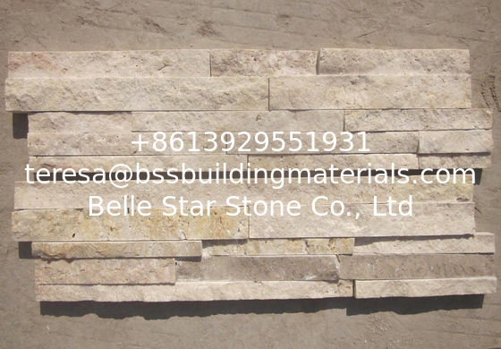 Beige Limestone Culture Stone China Travertine Ledgestone Marble Stone Veneer for Wall Decor