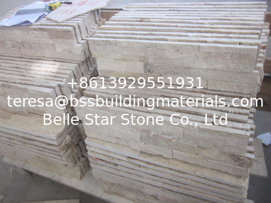 Beige Limestone Culture Stone China Travertine Ledgestone Marble Stone Veneer for Wall Decor