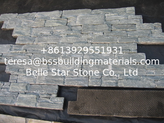 Grey Slate Cemented Culture Stone, Thick Grey Slate Ledgestone, Natural Z Stacked Stone Cladding