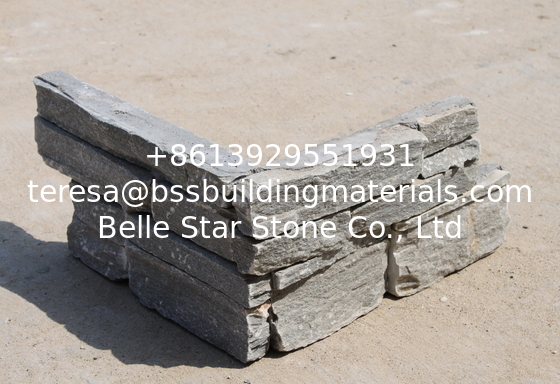 Grey Slate Cemented Culture Stone, Thick Grey Slate Ledgestone, Natural Z Stacked Stone Cladding