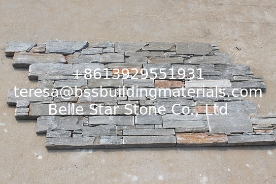 Grey Slate Cemented Culture Stone, Thick Grey Slate Ledgestone, Natural Z Stacked Stone Cladding