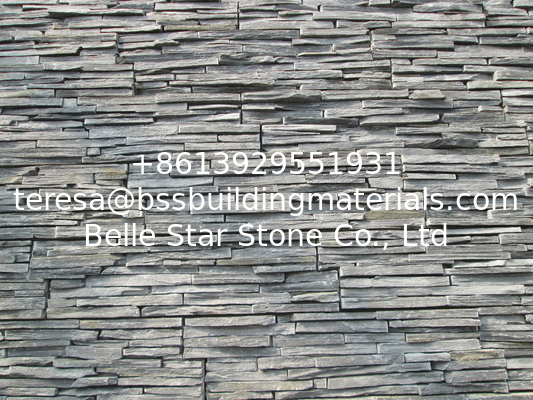 Slim Strips Black Slate Culture Stone,Cemented Charcoal Slate Stacked Stone,Natural Stone Veneer