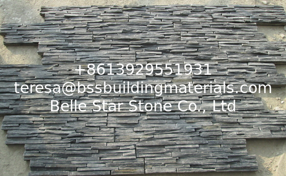 Slim Strips Black Slate Culture Stone,Cemented Charcoal Slate Stacked Stone,Natural Stone Veneer