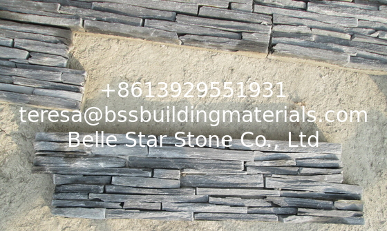 Slim Strips Black Slate Culture Stone,Cemented Charcoal Slate Stacked Stone,Natural Stone Veneer