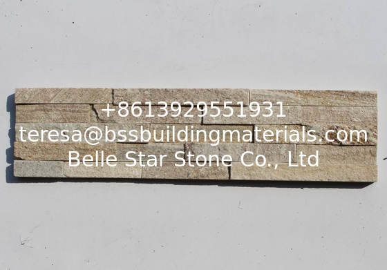 Silver Sunset Quartzite Culture Stone,Gold Line Wooden Quartzite Stone Veneer,Natural Stone Panel