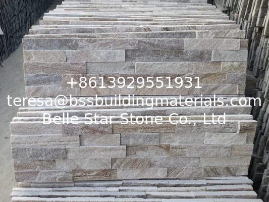 Silver Sunset Quartzite Culture Stone,Gold Line Wooden Quartzite Stone Veneer,Natural Stone Panel