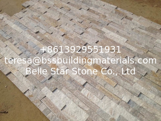 Silver Sunset Quartzite Culture Stone,Gold Line Wooden Quartzite Stone Veneer,Natural Stone Panel