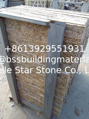 Yellow Granite Culture Stone,Fireplace Thin Stone Veneer,Natural Granite Stacked Stone for Wall