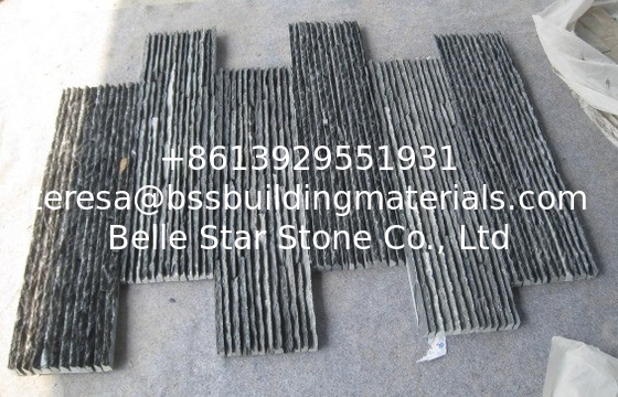 Black Slate Waterfall Shape Ledgestone,Charcoal Slate Retaining Wall Panel,Slate Culture Stone