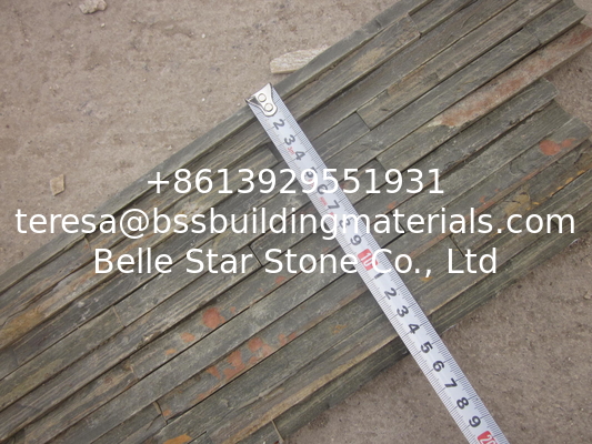 Dark Brown Slate Waterfall Shape Thin Stone Veneer,Slate Culture Stone Retaining Wall,Ledgestone Wall