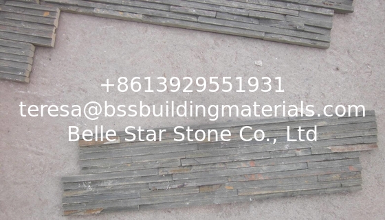 Dark Brown Slate Waterfall Shape Thin Stone Veneer,Slate Culture Stone Retaining Wall,Ledgestone Wall