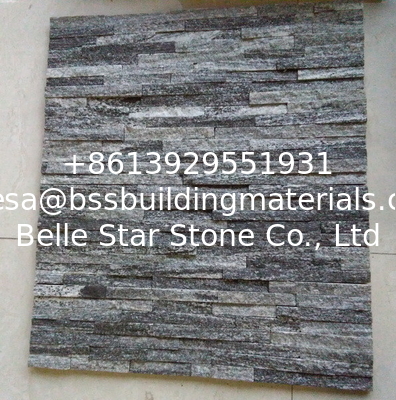 Grey Quartzite Waterfall Shape Culture Stone,Outdoor Landscaping Wall Stone Panel,Thin Stone Veneer