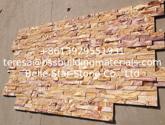 Yellow Wooden Sandstone Culture Stone,Outdoor Z Stone Cladding,Wall Decor Thin Stone Veneer