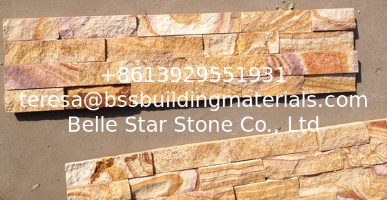 Yellow Wooden Sandstone Culture Stone,Outdoor Z Stone Cladding,Wall Decor Thin Stone Veneer