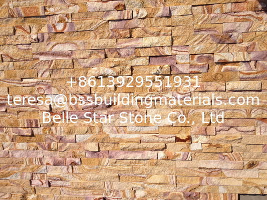 Yellow Wooden Sandstone Culture Stone,Outdoor Z Stone Cladding,Wall Decor Thin Stone Veneer