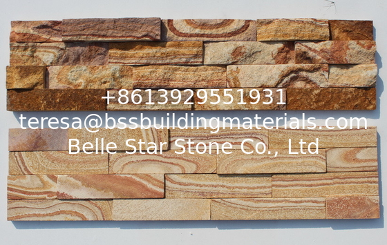 Yellow Wooden Sandstone Culture Stone,Outdoor Z Stone Cladding,Wall Decor Thin Stone Veneer