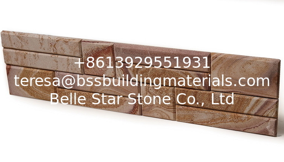 Yellow Wooden Sandstone Beveled Edges Culture Stone,Featured Sandstone Stacked Stone Wall
