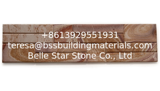 Yellow Wooden Sandstone Beveled Edges Culture Stone,Featured Sandstone Stacked Stone Wall