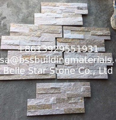 Golden Wooden Vein Quartzite Thin Stone Veneer,Natural Quartz Culture Stone,S cut Stone Cladding