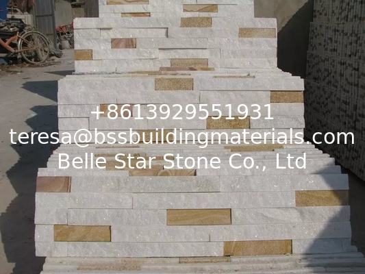 White Quartzite Mixed Yellow Sandstone Ledgestone,Culture Stone Veneer, Outdoor Stone Cladding