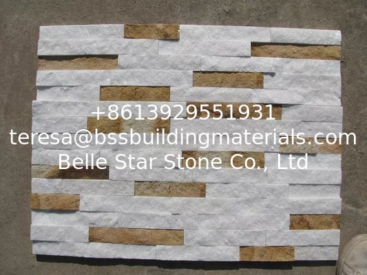 White Quartzite Mixed Yellow Sandstone Ledgestone,Culture Stone Veneer, Outdoor Stone Cladding
