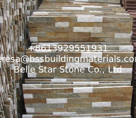 White Quartzite Mixed Rusty Slate Culture Stone,Lightweight Thin Stone Veneer,Natural Stacked Stone