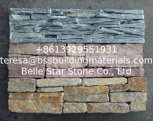 Green Slate Slim Strips Ledgestone, Culture Stone Veneer with Cement Back,Outdoor Wall Panel