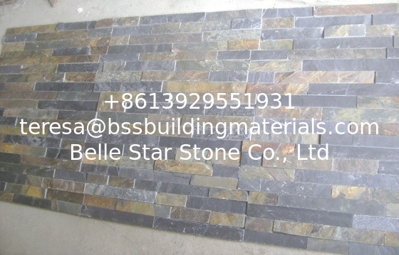 Rusty Split Face Slate Stone Panel,Multicolor Slate Culture Stone,Real Thin Stone Veneer for Wall