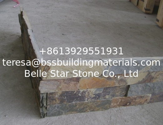 Rusty Split Face Slate Stone Panel,Multicolor Slate Culture Stone,Real Thin Stone Veneer for Wall