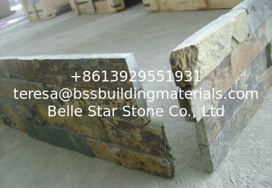 Rusty Split Face Slate Stone Panel,Multicolor Slate Culture Stone,Real Thin Stone Veneer for Wall